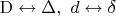 $\operatorname{D}\leftrightarrow \Delta,\ d\leftrightarrow \delta$