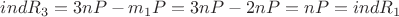 $ind R_3 = 3nP-m_1P = 3nP-2nP = nP = ind R_1$