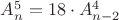 $\[A_n^5 = 18 \cdot A_{n - 2}^4\]$