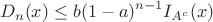 $$
D_n(x)\leq b(1-a)^{n-1}I_{A^c}(x)
$$