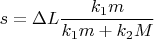 $s=\Delta L\dfrac{k_1m}{k_1m+k_2M}$