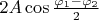 $2A\cos\frac{\varphi_1-\varphi_2}{2}$