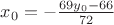 $x_0=-\frac{69y_0-66}{72}$