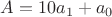 $A = 10 a_1 + a_0$
