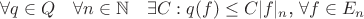 $\forall q\in Q \quad \forall n\in\mathbb{N}\quad \exists C: q(f)\leq C|f|_n$, \forall f\in E_n