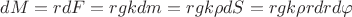 $dM=rdF=rgkdm=rgk\rho dS=rgk\rho rdrd\varphi$