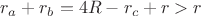 $r_a+r_b=4R-r_c+r>r$