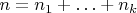 $n=n_1+\ldots+n_k$