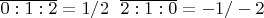 $\overline{0:1:2}=1/2 \ \ \overline{2:1:0}=-1/-2$