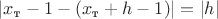 $|x_{\text{т}}-1-(x_{\text{т}}+ h -1)| = |h|$