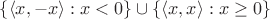 $\lbrace\langle x, -x\rangle : x < 0\rbrace \cup \lbrace \langle x, x\rangle : x\geq 0 \rbrace$