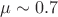 $\mu\sim 0.7$