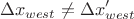 $$ \Delta x_{ west } \neq \Delta x&rsquo;_{west}$$