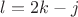 $l = 2k - j$