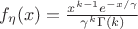 $f_{\eta} (x) = \frac{x^{k-1} e^{-x / \gamma}}{\gamma^k \Gamma(k)}$