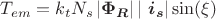 $T_{em}=k_t N_s \left \lvert \boldsymbol{\Phi_R} \right \rvert \left \lvert\ \boldsymbol{i_s} \right \rvert \sin(\xi)$