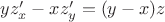 $yz'_x-xz'_y=(y-x)z$