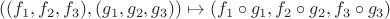 $((f_1,f_2,f_3),(g_1,g_2,g_3))\mapsto (f_1\circ g_1,f_2\circ g_2,f_3\circ g_3)$