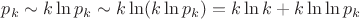 $p_k \sim k \ln p_k \sim k \ln (k \ln p_k) = k \ln k + k\ln \ln p_k $