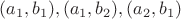 $(a_1, b_1), (a_1, b_2), (a_2, b_1)$