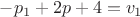 $-p_1+2p+4=v_1$