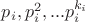 $p_i, p_i^2, ... p_i^{k_i}$