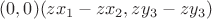 $(0,0)(zx_1 - zx_2,zy_3 - zy_3)$