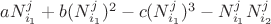 $aN_{i_1}^{j}+b(N_{i_1}^{j})^2-c(N_{i_1}^{j})^3-N_{i_1}^{j}N_{i_2}^{j}$
