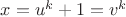 $x=u^k +1=v^k$