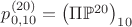 $p_{0,10}^{(20)} = \big(\Pi\mathbb{P}^{20}\big)_{10}$