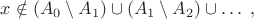 $x\notin (A_0\setminus A_1)\cup (A_1\setminus A_2)\cup \ldots\; ,$