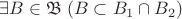 $ \exists B \in \mathfrak{B}  \; (B \subset B_1 \cap B_2)$