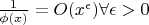 $\frac{1}{\phi(x)}=O(x^{\epsilon}) \forall \epsilon >0$