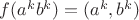 $f(a^kb^k) = (a^k, b^k)$