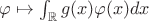 $\varphi\mapsto \int_{\mathbb{R}}g(x)\varphi(x)dx$