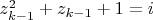 $z_{k-1}^2 + z_{k-1} + 1 = i$
