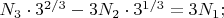 $N_3\cdot 3^{2/3}-3N_2\cdot 3^{1/3}=3N_1;$