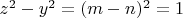 $z^2-y^2=(m-n)^2=1$
