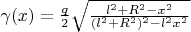 $\gamma(x)=\frac{q}{2}\sqrt{\frac{l^2+R^2-x^2}{(l^2+R^2)^2-l^2x^2}}$