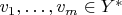 $v_1,\ldots, v_m\in Y^*$