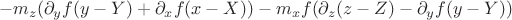 $$ -m_z(\partial_y f(y-Y)+\partial_x f(x-X)) - m_x f(\partial_z(z-Z)-\partial_y f(y-Y))$$