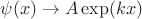 $\psi(x) \to  A\exp(kx)  $