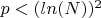 $p<(ln(N))^2$