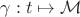 $\gamma : t \mapsto \mathcal{M}$