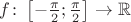 $f\colon \left[-\frac{\pi}{2};\frac{\pi}{2}\right] \to \mathbb R$