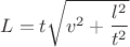 $$L=t \sqrt{v^2+\frac{l^2}{t^2}}$$ $$L=t \sqrt{v^2+\frac{l^2}{t^2}}$$
