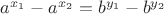 $a^{x_1} - a^{x_2} = b^{y_1} - b^{y_2}$