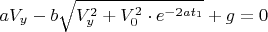 $ aV_y-b \sqrt{V_y^2+V_0^2 \cdot e^{-2at_1}}+g=0$