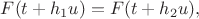 $F(t+h_1 u)=F(t+h_2 u),$