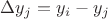 $\[\Delta {y_j} = {y_i} - {y_j}\]$